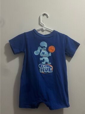 Vintage Y2K Blues Clues Go Blue Romper Basketball Size 18m Short Sleeve